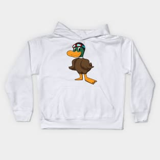 Duck at Swimming with Swimming goggles Kids Hoodie